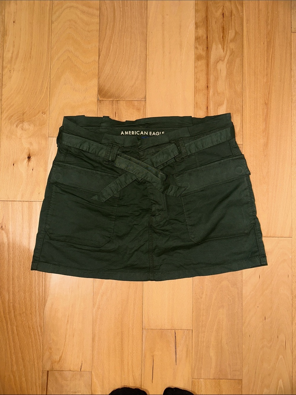 American Eagle Outfitters Forest Green Mini Skirt with Front Tie
